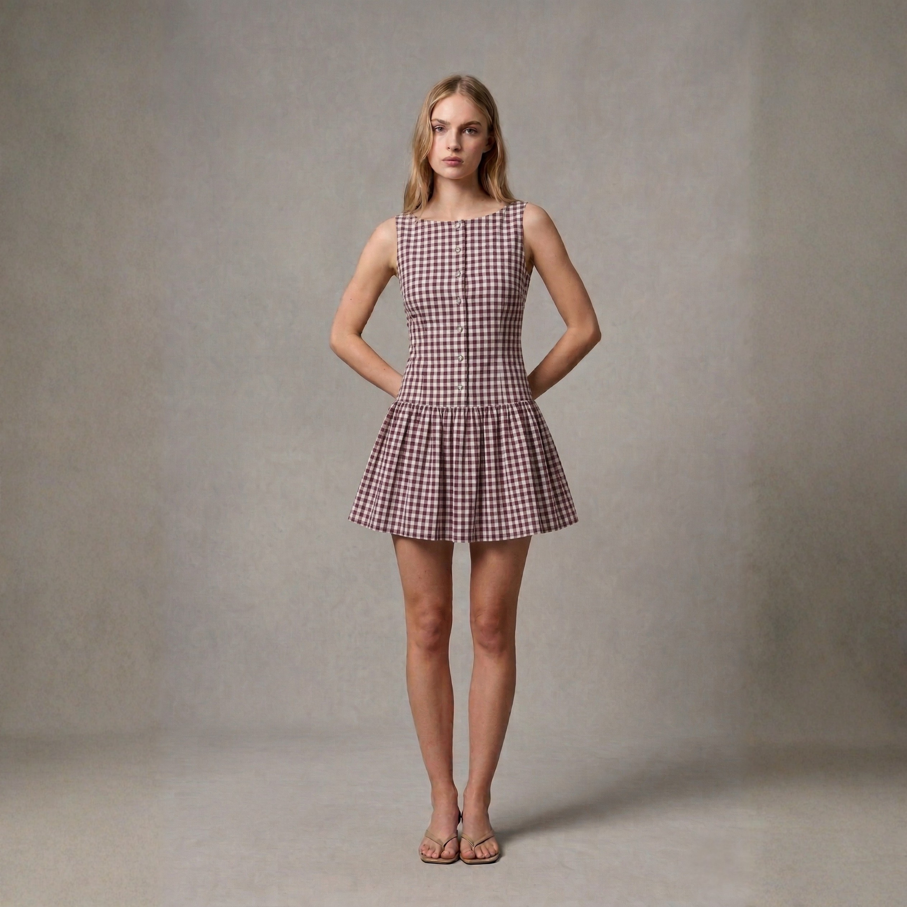 Gingham Flounce Mini Dress